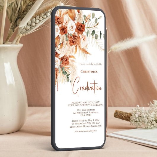 Gepersonaliseerde terracotta foto Boho Afstuderen Kaart