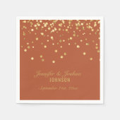 Gepersonaliseerde TERRACOTTA Gold Confetti Wedding Servet (Voorkant)