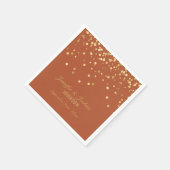 Gepersonaliseerde TERRACOTTA Gold Confetti Wedding Servet (Hoek)