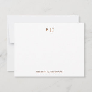 Gepersonaliseerde Terracotta Monogram Koppel Begin Notitiekaartje