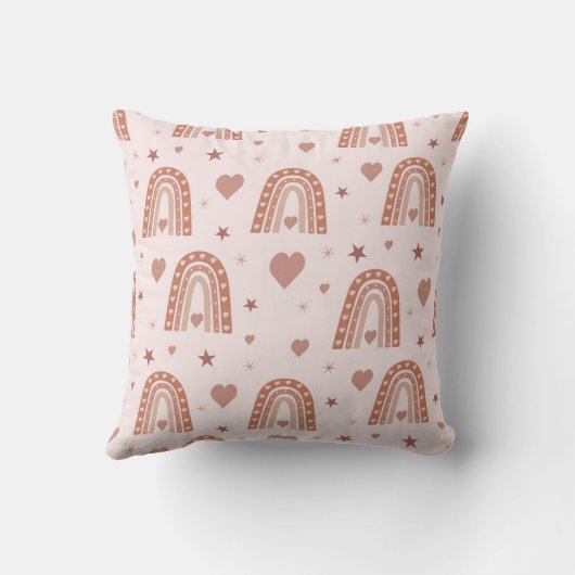 Gepersonaliseerde Terracotta Rainbow Naam Meisje Kussen (Achterkant)