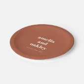 Gepersonaliseerde Terracotta Roest Herfst Retro br Papieren Bordje (Gekanteld)