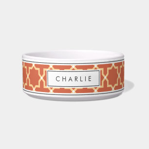 Gepersonaliseerde Terracotta & White Star Patroon Voerbakje