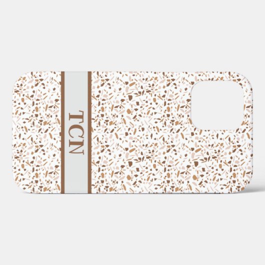 Gepersonaliseerde Terrazzo Brown, Beige and White Case-Mate iPhone Case (Achterkant (horizontaal))