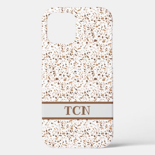 Gepersonaliseerde Terrazzo Bruin en Beige en Wit Case-Mate iPhone Case (Achterkant)