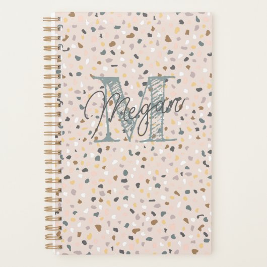 Gepersonaliseerde Terrazzo Monogram Planner (Voorkant)