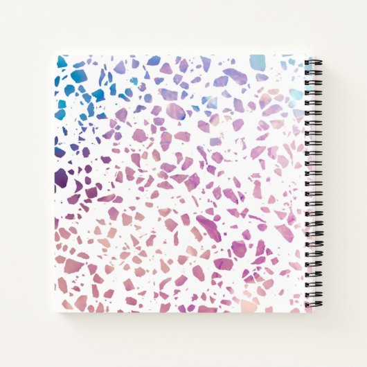 Gepersonaliseerde Terrazzo Mosaic Pink Blue Sketch Notitieboek (Achterkant)