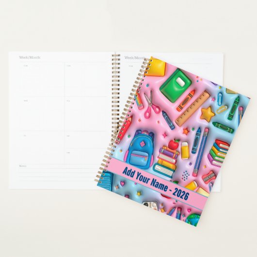 Gepersonaliseerde terug naar school 2026 planner (Display)