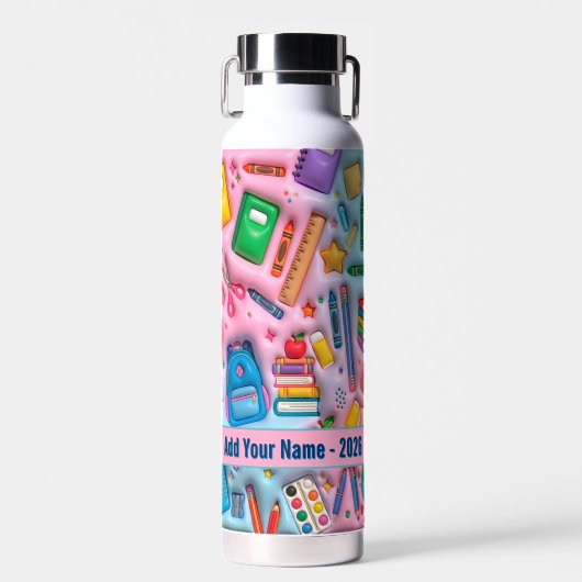 Gepersonaliseerde terug naar school 2026 waterfles (Voorkant)