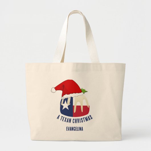 Gepersonaliseerde TEXAN KERSTPUDDING Grote Tote Bag (Voorkant)