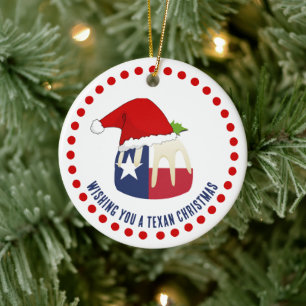 Gepersonaliseerde TEXAN KERSTPUDDING Keramisch Ornament