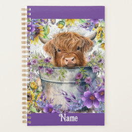 Gepersonaliseerde Thailand Koe met paarse bloemen Planner