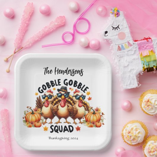 Gepersonaliseerde Thanksgiving Borden 9" Papieren Bordje (Feest)