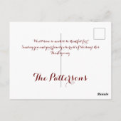 Gepersonaliseerde Thanksgiving Briefkaart (Achterkant)