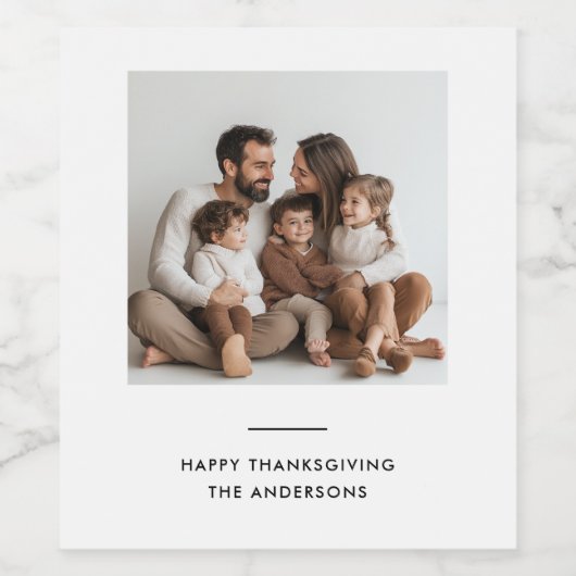 Gepersonaliseerde Thanksgiving Custom Family Foto Wijn Etiket (Enkel label)