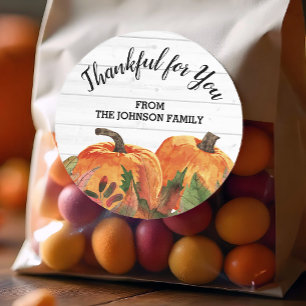 Gepersonaliseerde Thanksgiving Dankbaar voor jou Ronde Sticker