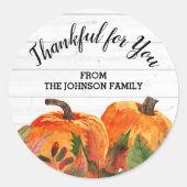 Gepersonaliseerde Thanksgiving Dankbaar voor jou Ronde Sticker (Voorkant)