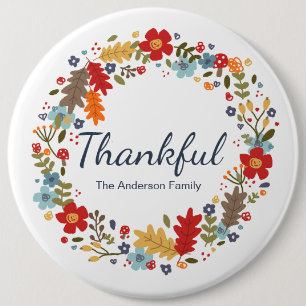 Gepersonaliseerde Thanksgiving Dankbare Herfst Ronde Button 6,0 Cm