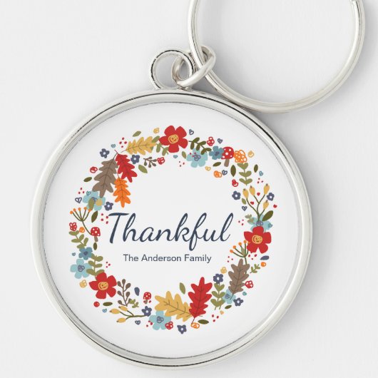 Gepersonaliseerde Thanksgiving Dankbare Herfst Sleutelhanger (Voorkant)