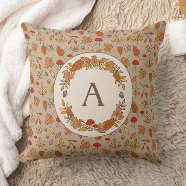 Gepersonaliseerde Thanksgiving Fall Leaves Sierkus Kussen (Deken)