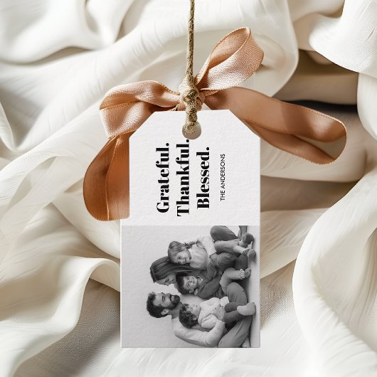 Gepersonaliseerde Thanksgiving Familiefoto Cadeaulabel