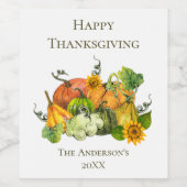 Gepersonaliseerde Thanksgiving Herfst najaar pompo Wijn Etiket (Enkel label)
