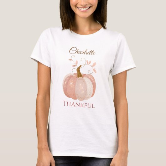 Gepersonaliseerde Thanksgiving - Herfst pompoen da T-shirt (Voorkant)