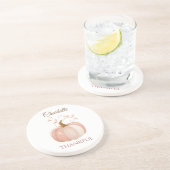 Gepersonaliseerde Thanksgiving - Herfst pompoen da Zandsteen Onderzetter (Zijkant)