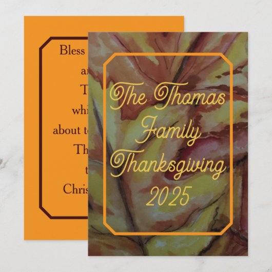 Gepersonaliseerde Thanksgiving Kaart - Digitale op (Voorkant / Achterkant)