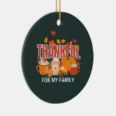 Gepersonaliseerde Thanksgiving pompoen DANKBARE fa Keramisch Ornament (Rechts)