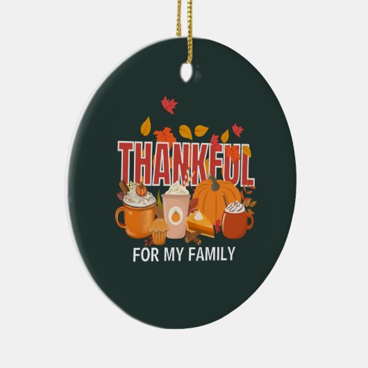 Gepersonaliseerde Thanksgiving pompoen DANKBARE fa Keramisch Ornament (Rechts)