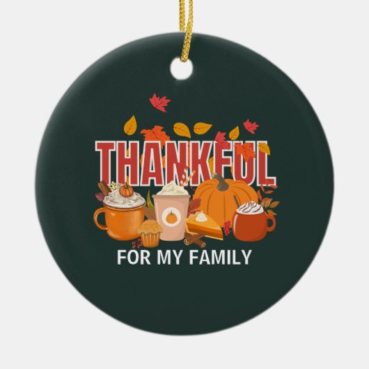 Gepersonaliseerde Thanksgiving pompoen DANKBARE fa Keramisch Ornament (Voorkant)