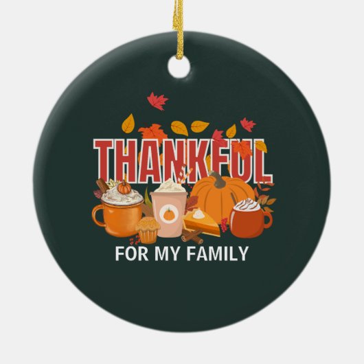 Gepersonaliseerde Thanksgiving pompoen DANKBARE fa Keramisch Ornament (Achterkant)