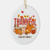 Gepersonaliseerde Thanksgiving pompoen DANKBARE fa Keramisch Ornament (Rechts)