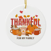 Gepersonaliseerde Thanksgiving pompoen DANKBARE fa Keramisch Ornament (Voorkant)