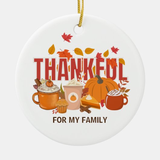 Gepersonaliseerde Thanksgiving pompoen DANKBARE fa Keramisch Ornament (Voorkant)