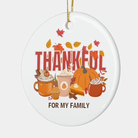Gepersonaliseerde Thanksgiving pompoen DANKBARE fa Keramisch Ornament (Links)