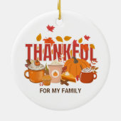 Gepersonaliseerde Thanksgiving pompoen DANKBARE fa Keramisch Ornament (Achterkant)