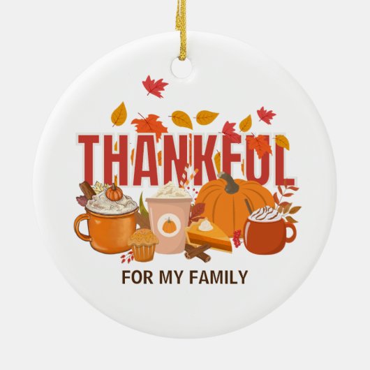 Gepersonaliseerde Thanksgiving pompoen DANKBARE fa Keramisch Ornament (Achterkant)