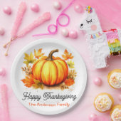 Gepersonaliseerde Thanksgiving Pompoen & Fall Blad Papieren Bordje (Feest)