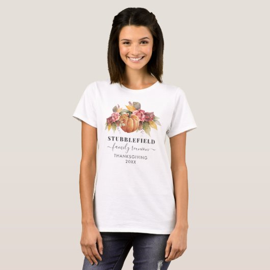 Gepersonaliseerde Thanksgiving reunion Pumpkin T-shirt (Voorkant volledig)