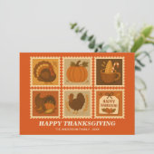 Gepersonaliseerde Thanksgiving Stamp Collage Groet Feestdagenkaart (Staand voorkant)