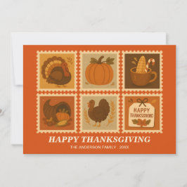 Gepersonaliseerde Thanksgiving Stamp Collage Groet Feestdagenkaart