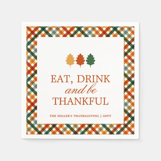 Gepersonaliseerde Thanksgiving Thanksgiving diner Servet (Voorkant)