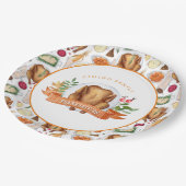 Gepersonaliseerde Thanksgiving Turkije Dinner Pape Papieren Bordje (Gekanteld)