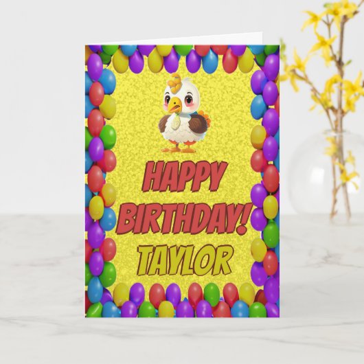 Gepersonaliseerde Thanksgiving Turkije Verjaardag  Kaart (Gele Bloem)