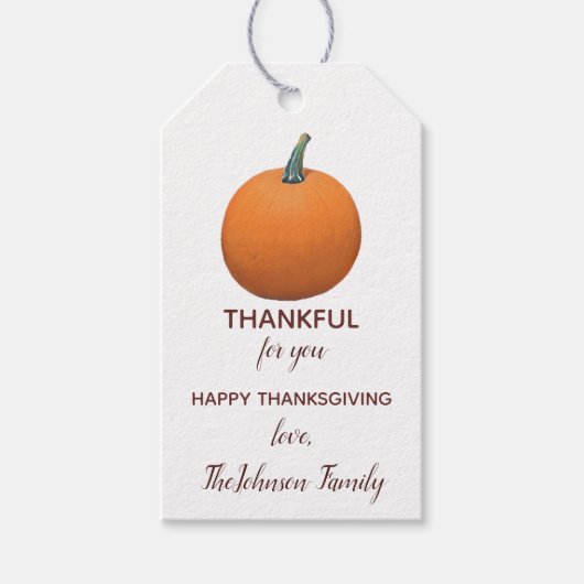 Gepersonaliseerde Thanksgiving van Thankful Pumpki Cadeaulabel (Voorkant)