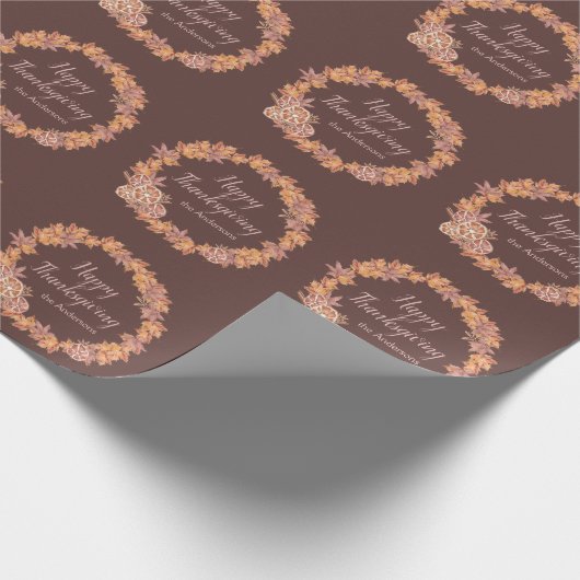 Gepersonaliseerde Thanksgiving | Waterverf valblad Cadeaupapier (Hoek)