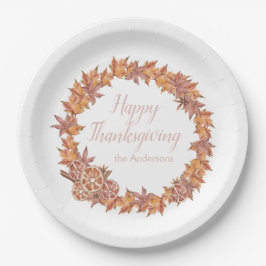 Gepersonaliseerde Thanksgiving | Waterverf valblad Papieren Bordje