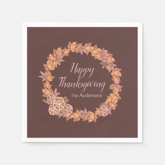 Gepersonaliseerde Thanksgiving | Waterverf valblad Servet (Voorkant)